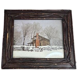 Vintage Bob Timberlake “Snow at the Studio" Rustic Willow Twig Frame, [8x10 prnt